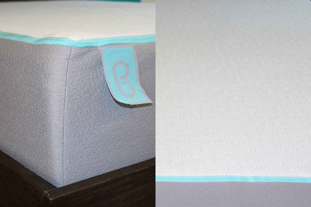 The corner of the Bloom mattress cover and a wide shot
