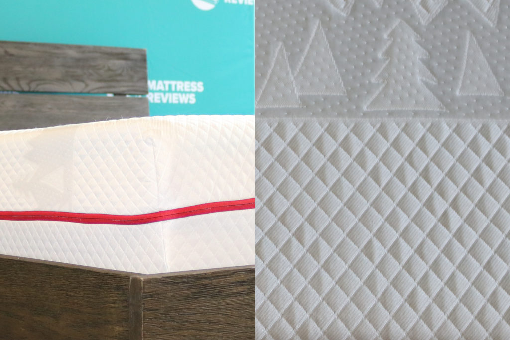 The corner of the Douglas mattress cover and a wide shot