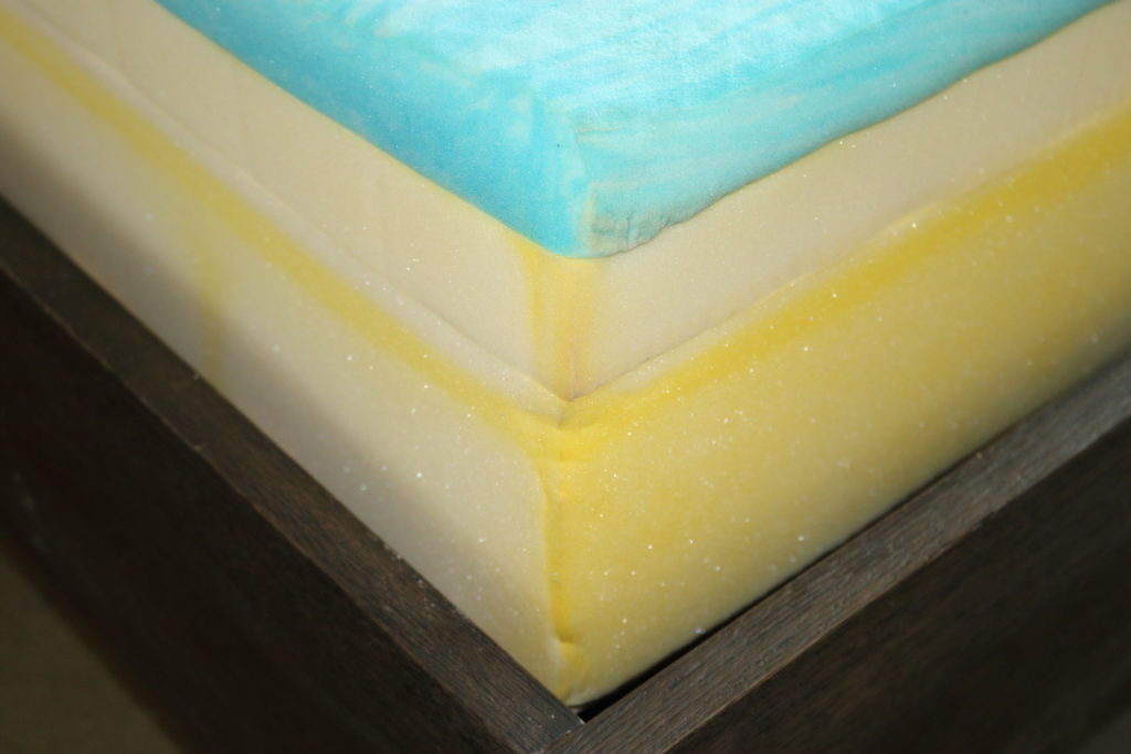 A close up of the Douglas foam layers
