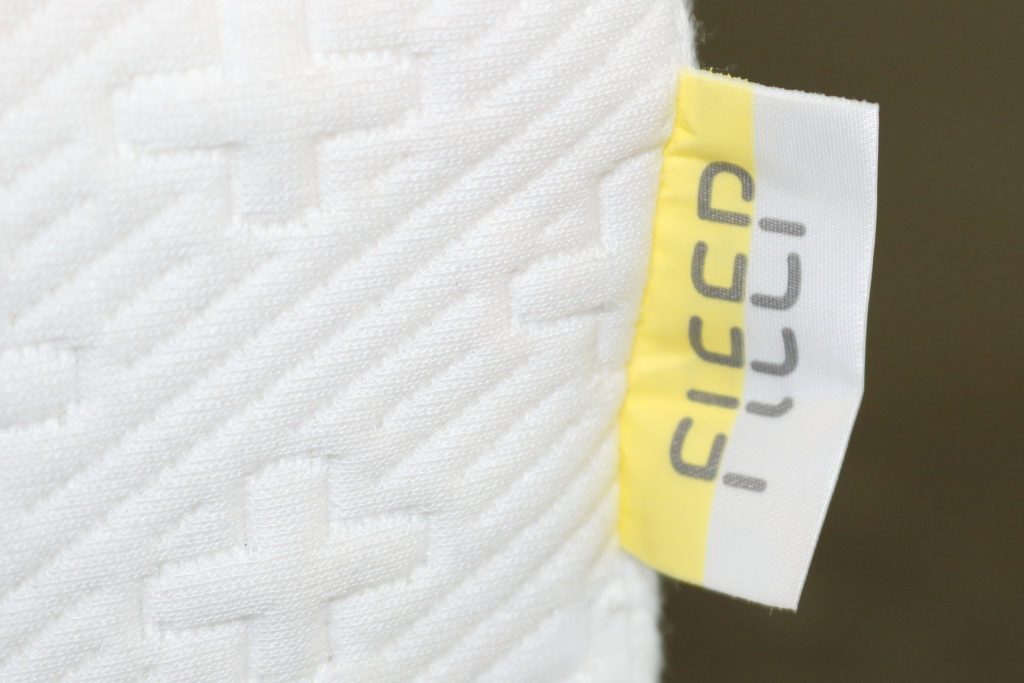The Fleep mattress logo on the mattress tag
