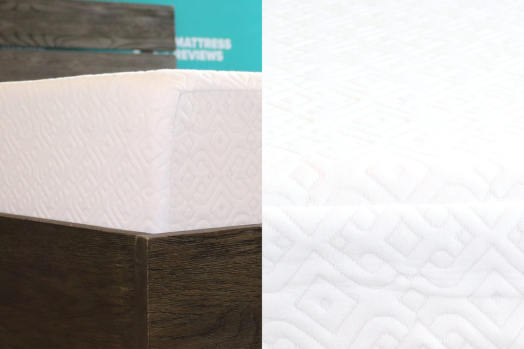 The corner of the Lucid mattress cover and a wide shot