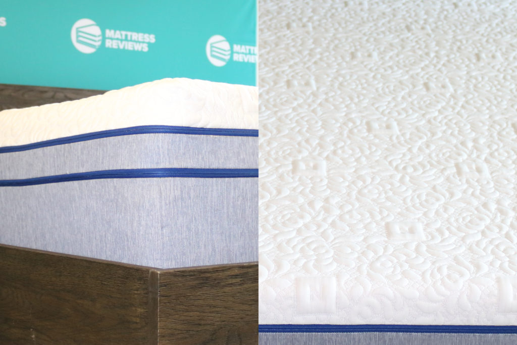 The corner of the Novosbed mattress cover corner and wide shot