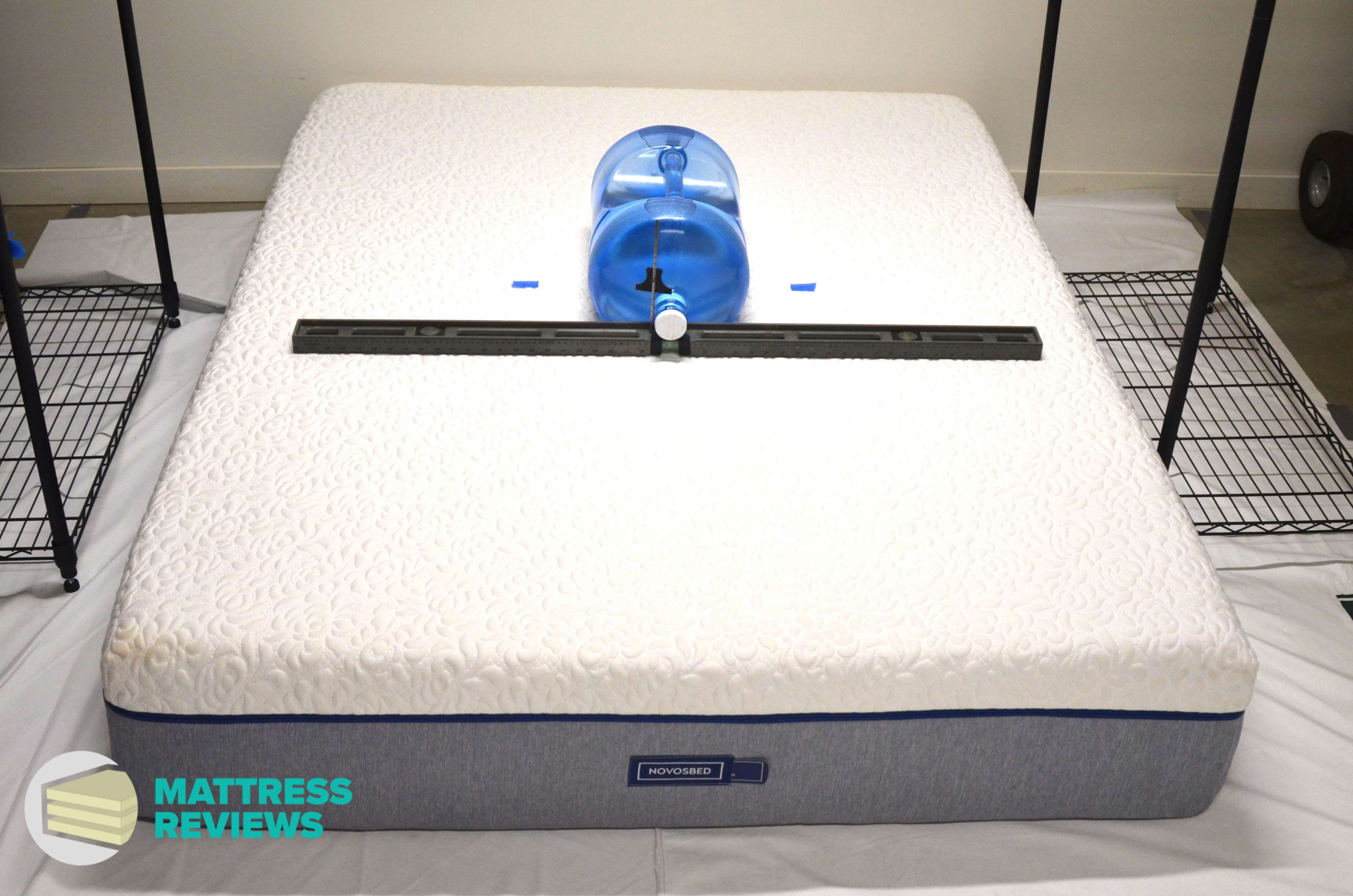Image of the Novosbed Medium mattress firmness test.