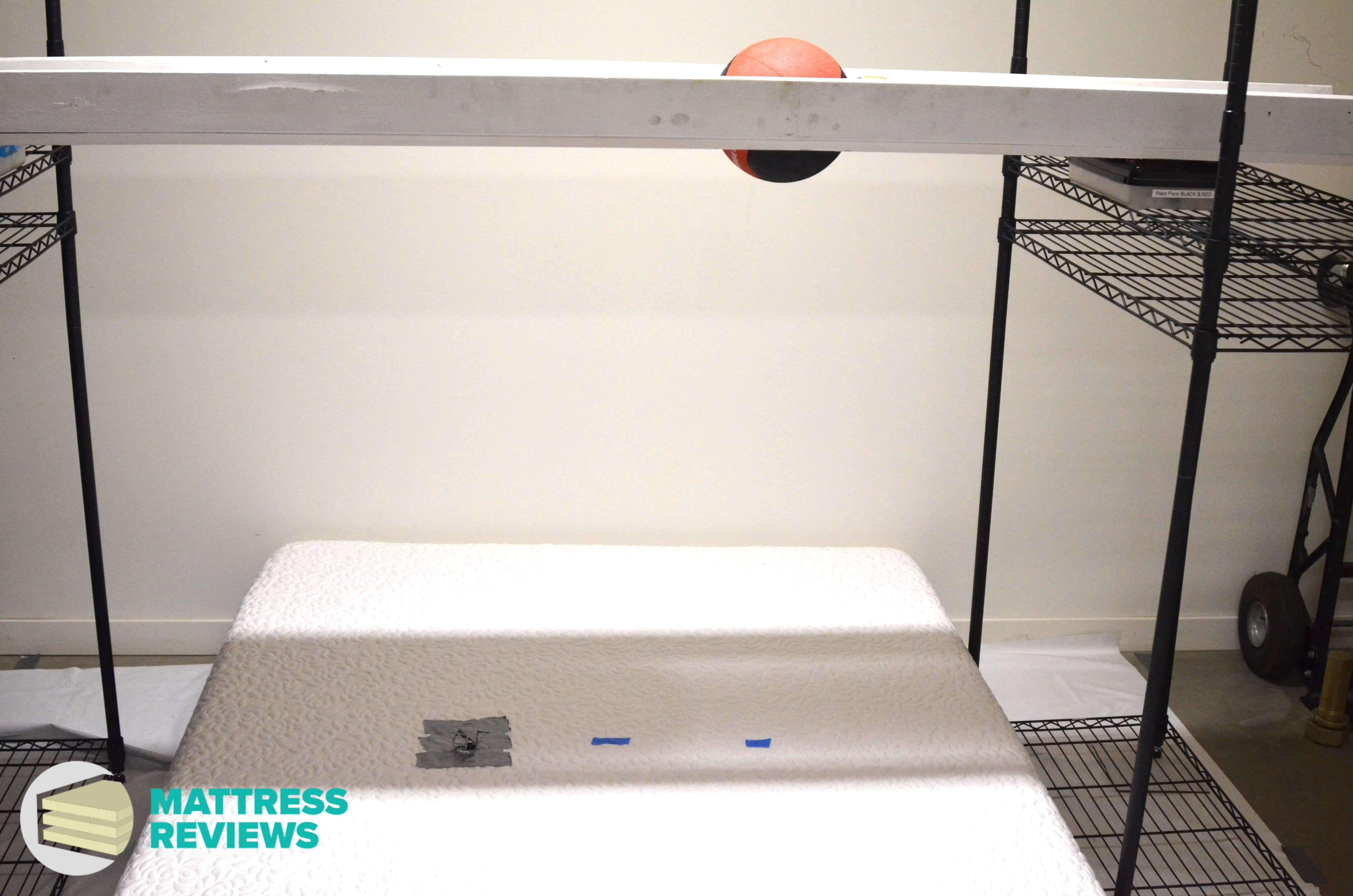 Image of the Novosbed Medium mattress motion isolation test.