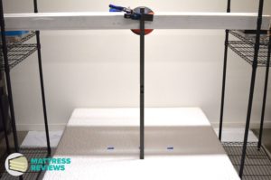 Image of the Novosbed Firm mattress bounce being testing by Mattress-Reviews.com the best source of professional, unbiased information for mattresses online.