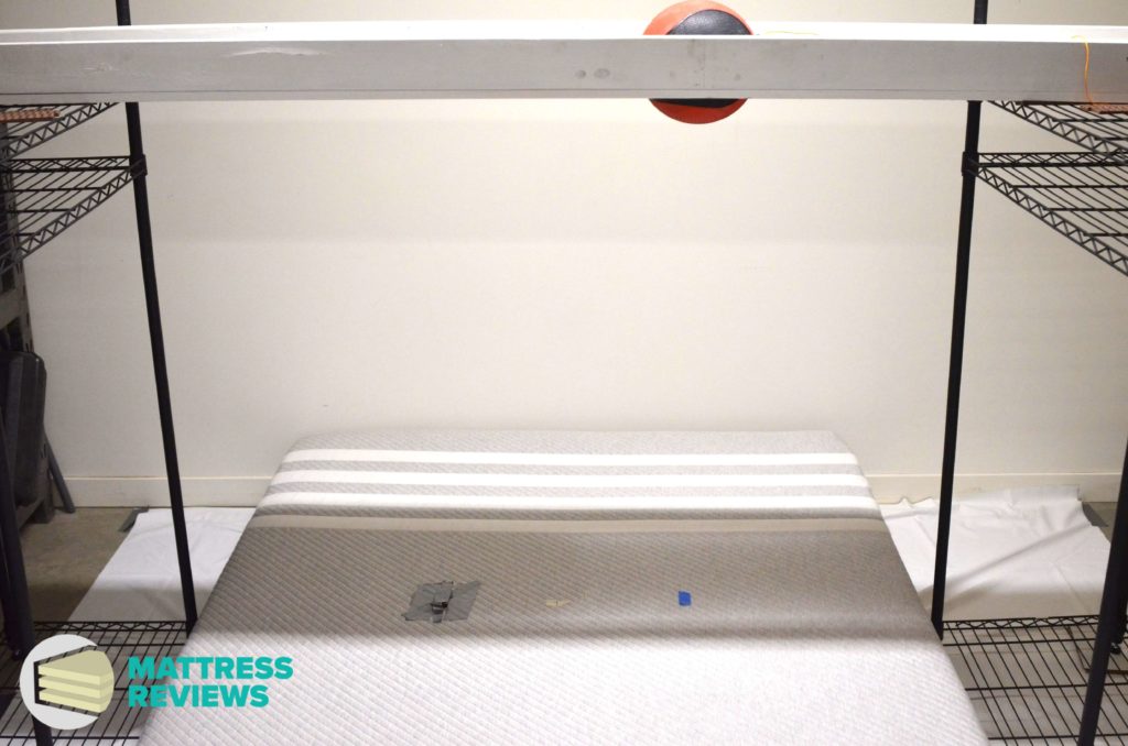 Image of the Leesa mattress motion isolation test.