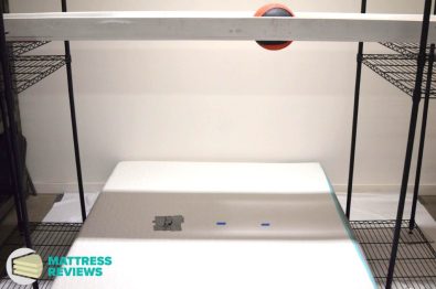 Image of the Bloom mattress motion isolation test.