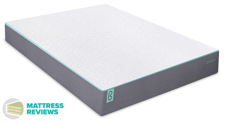 Side angle image of the Bloom Cloud memory foam mattress on a white background.