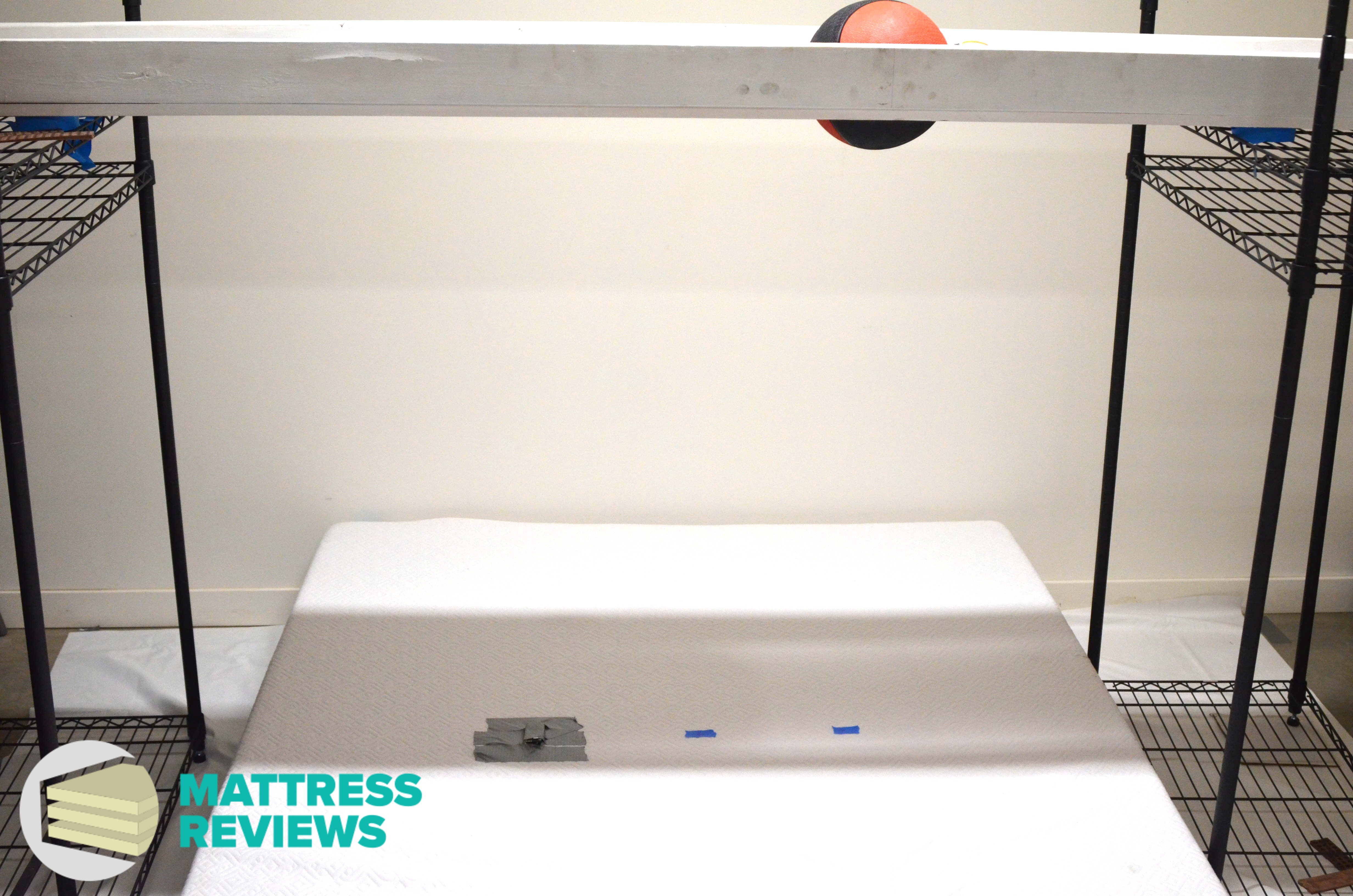 Image of the Lucid mattress motion isolation test.