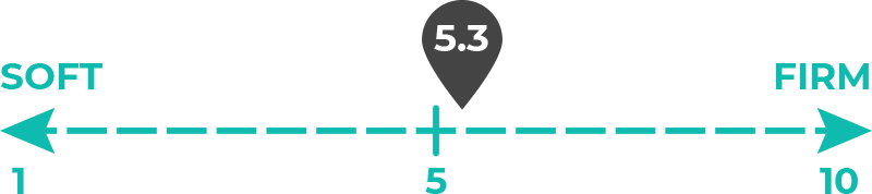 Image of the Douglas mattress on the firmness scale on Mattress-Reviews.com, the best source of professional, unbiased information for mattresses online.