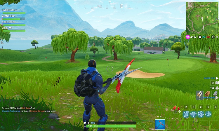 A player armed with a weapon in Fortnite: Battle Royale.