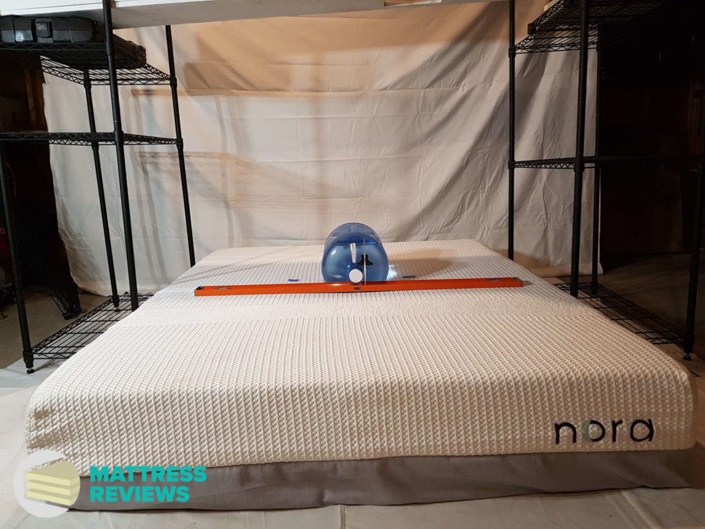 Image of the Nora mattress firmness test.