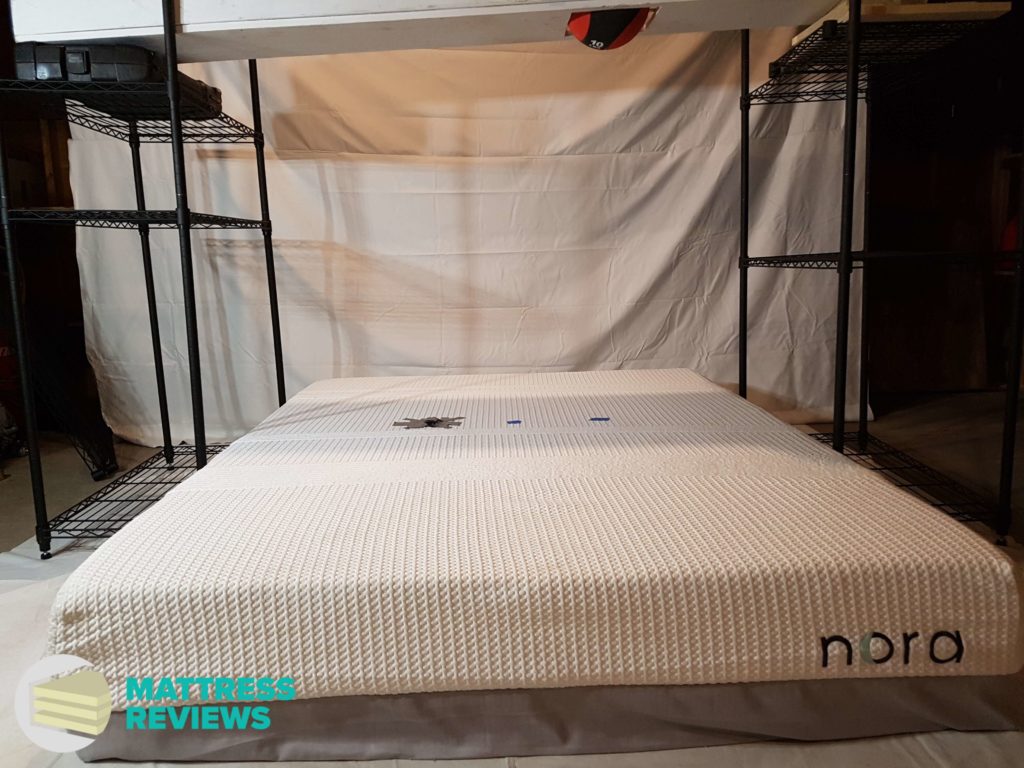 Image of the Nora mattress motion isolation test.