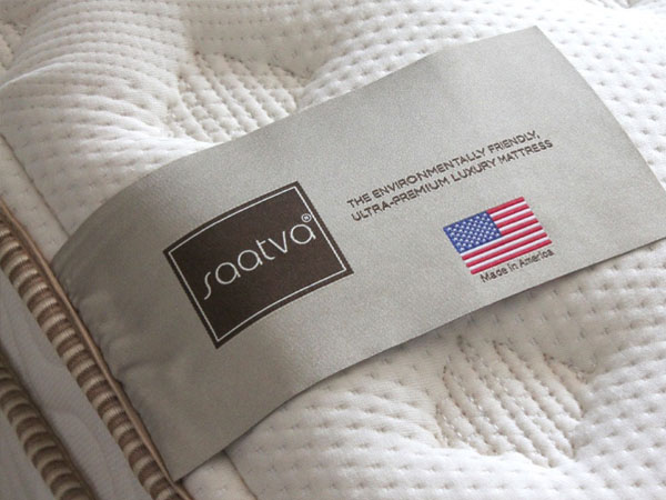 Image of the label of the Saatva mattress.