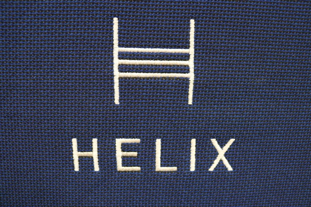Image of the Helix logo on the front cover of the mattress.