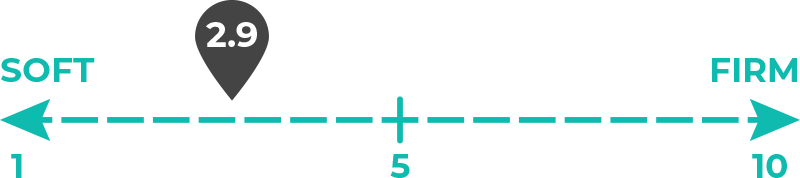 Image of 2.9 out of 10 on the mattress firmness scale.