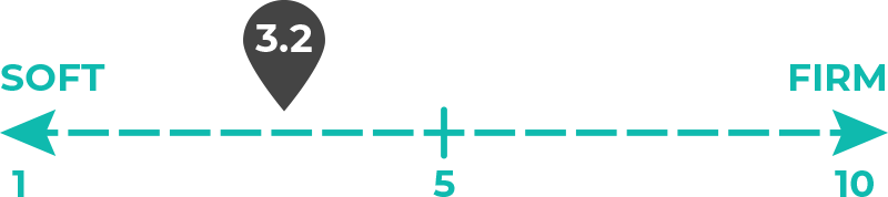 Image of 3.2 out of 10 on the mattress firmness scale.
