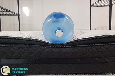 Image of the Logan & Cove Medium Plush mattress edge support test.