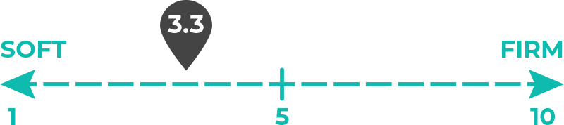 Image of 3.3 out of 10 on the mattress firmness scale.