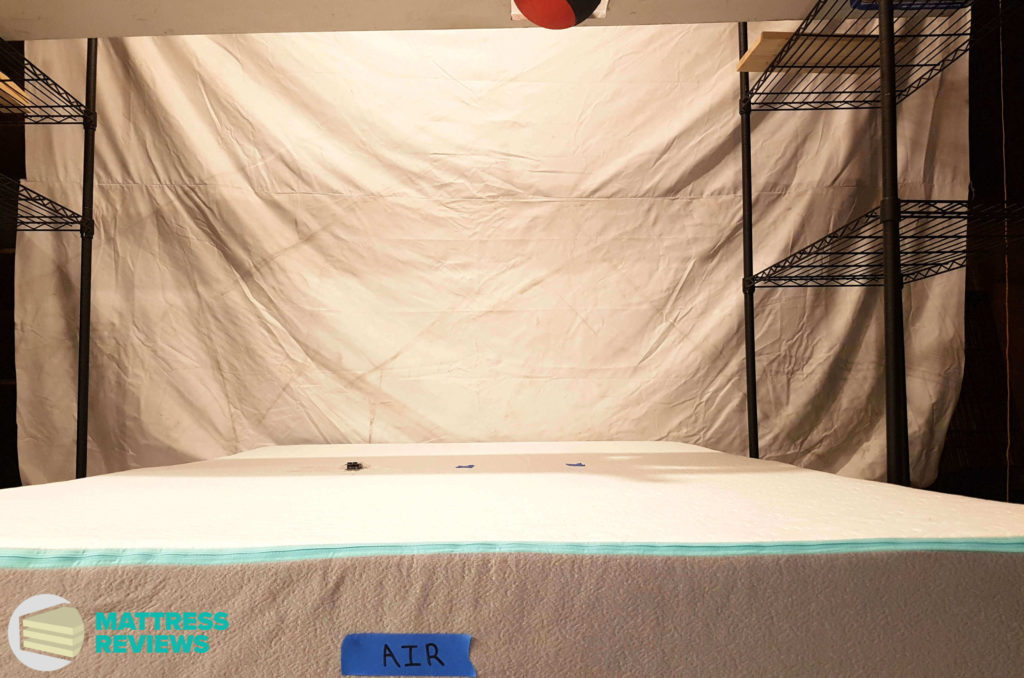 Image of the Bloom Air mattress motion isolation test.