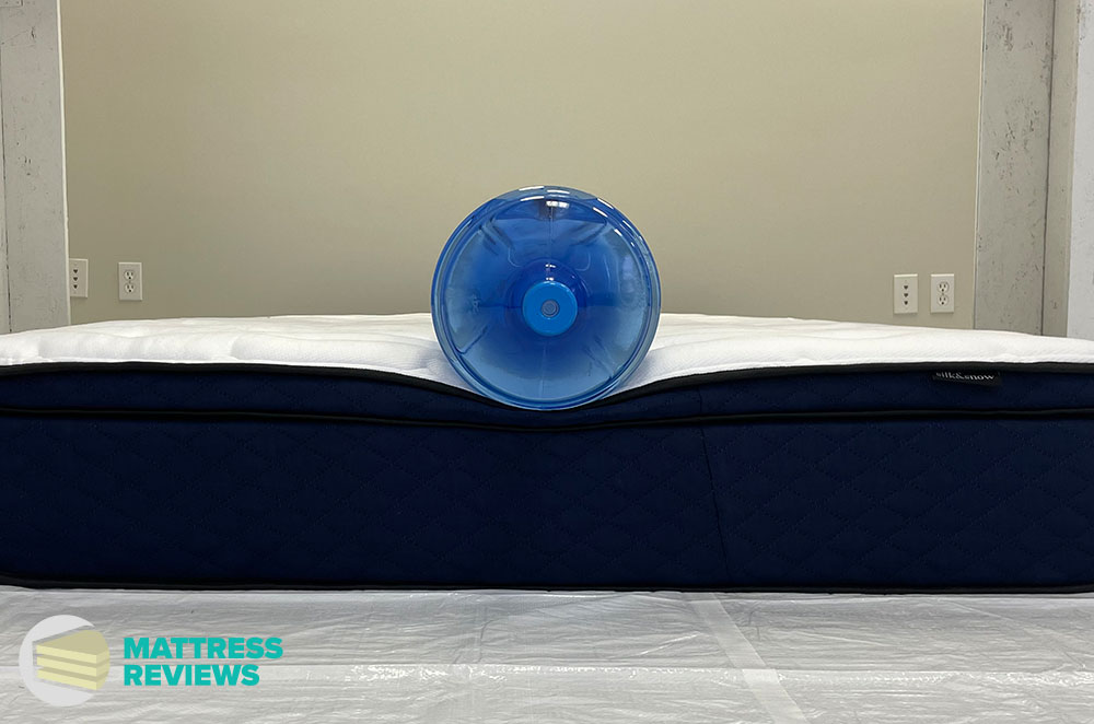 Image of the Silk and Snow Hybrid mattress edge support test.