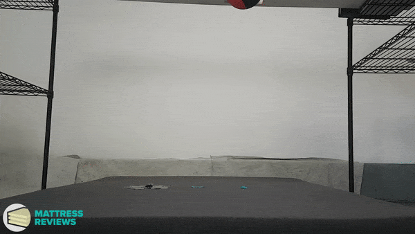 Looping video of the Casper Essential mattress motion isolation test.
