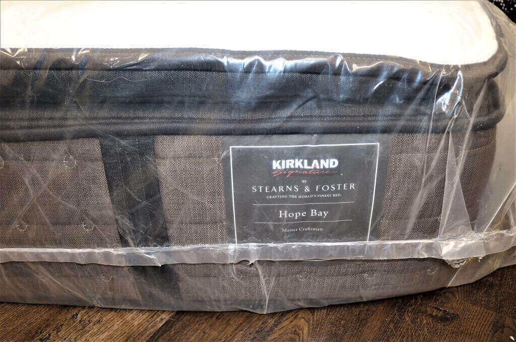 Image of the Stearns and Foster mattress in plastic wrapping.