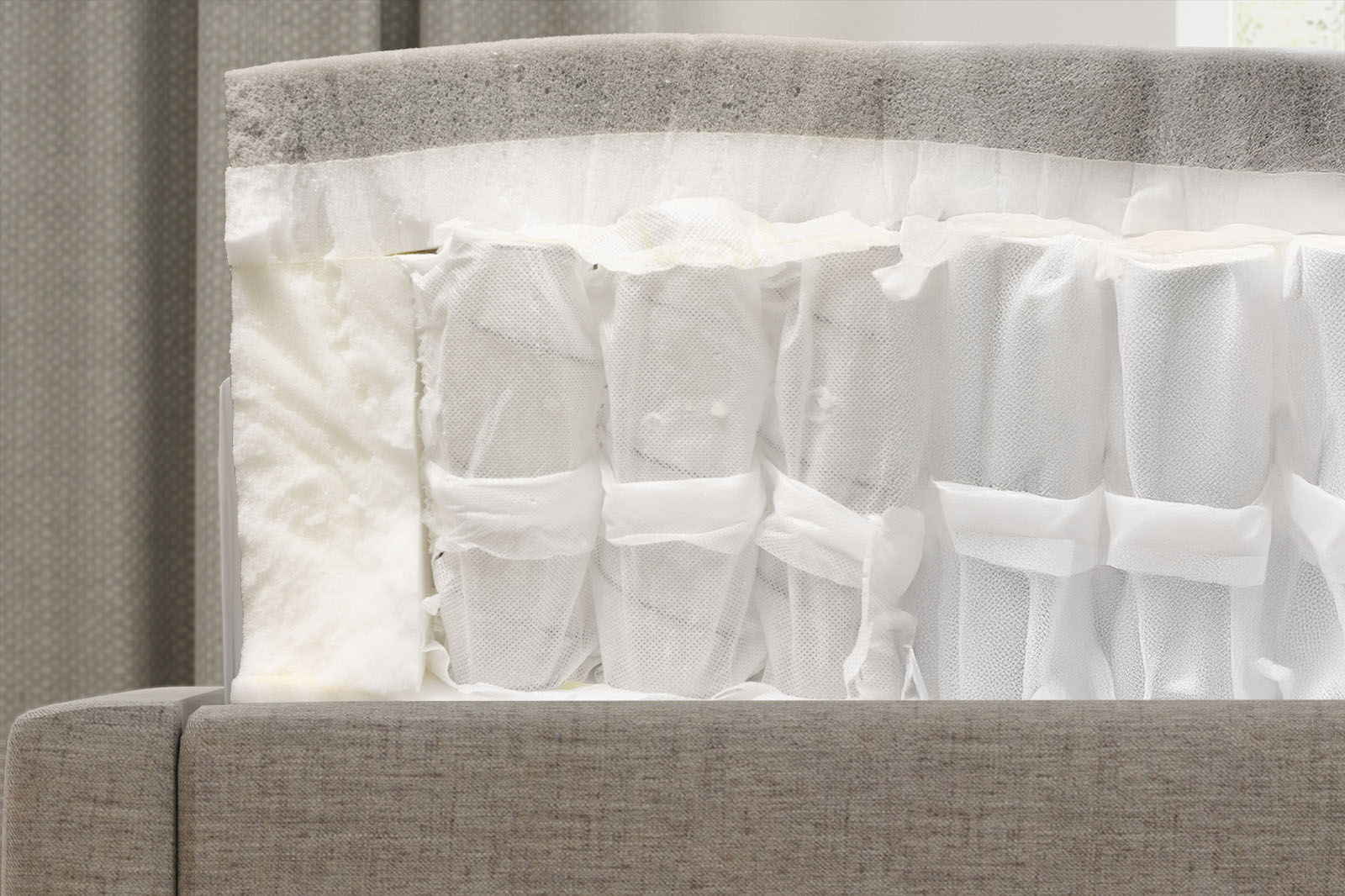 CasperAtlasInternalsSide MattressReviewscom Corner view of the casper atlas mattress's internals side