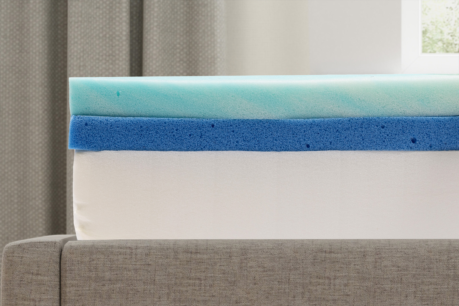 CasperElementProInternalsSide MattressReviewscom A closeup photo of the internal layers of the Casper Element Pro mattress