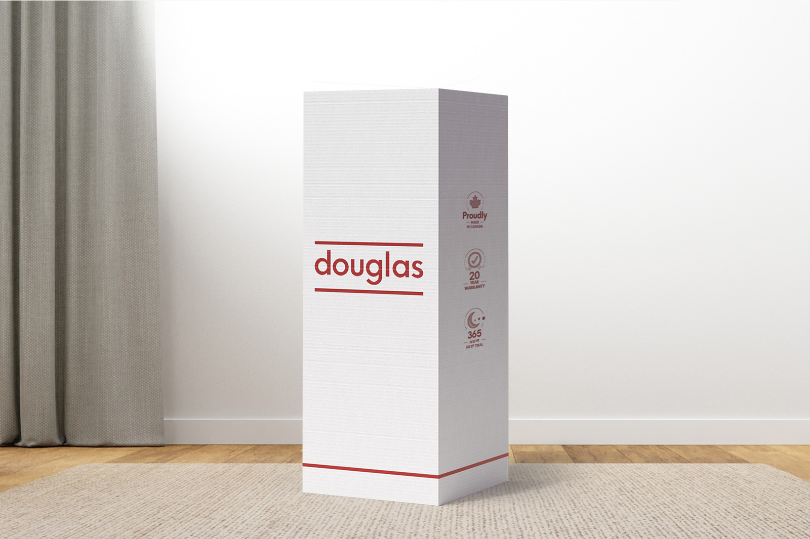 DouglasAlpineBox MattressReviewscom douglas alpine mattress box standing straight up on a carpet