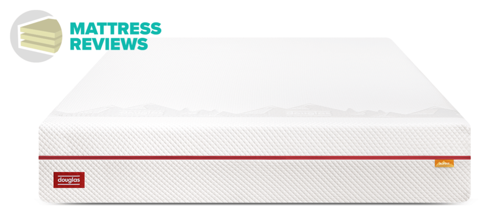 The white and red Douglas Alpine foam mattress shown from the front