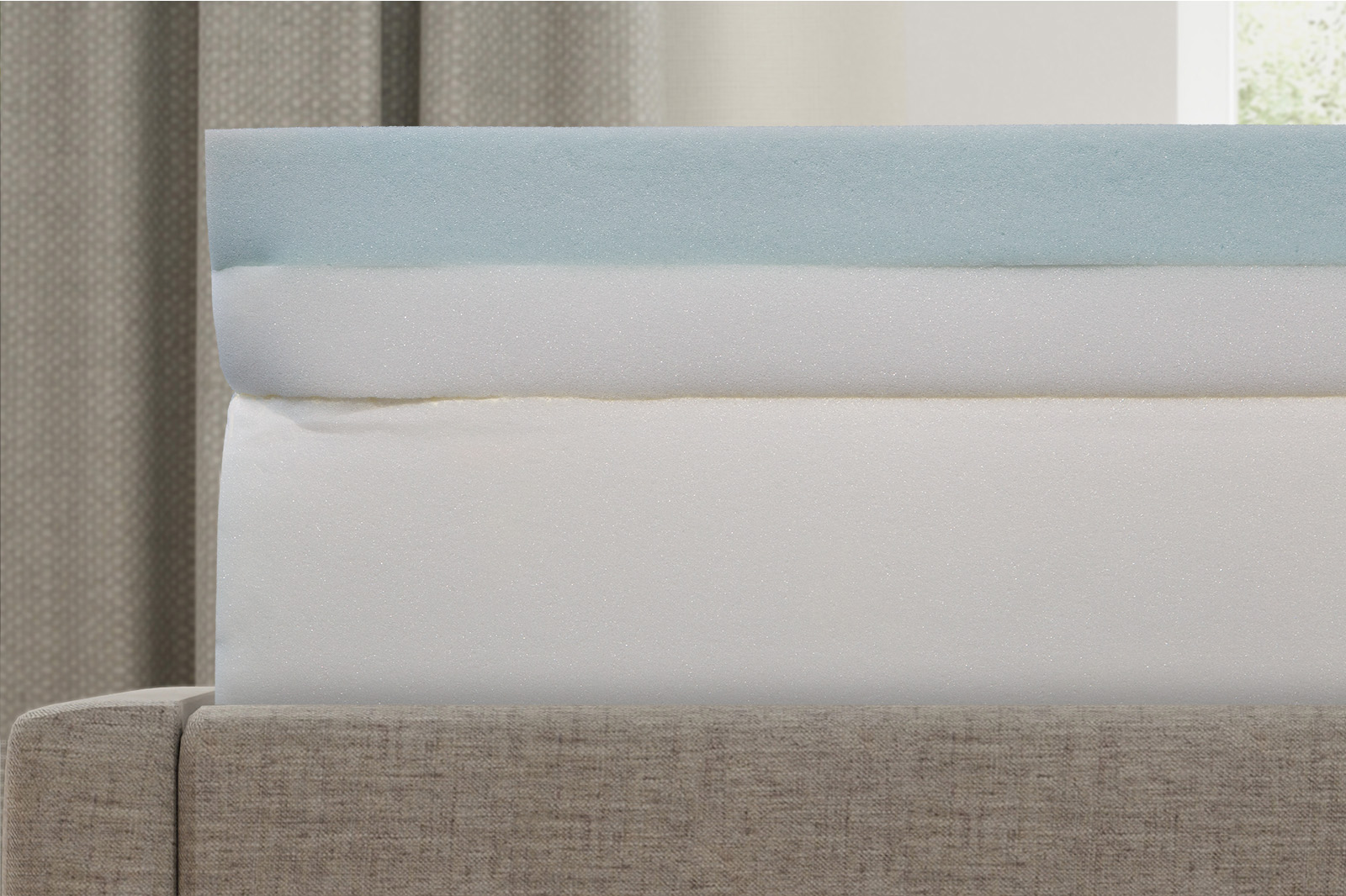 DouglasAlpineInternalsSide MattressReviewscom A photo taken from a side angle of the internal layers of the douglas alpine mattress