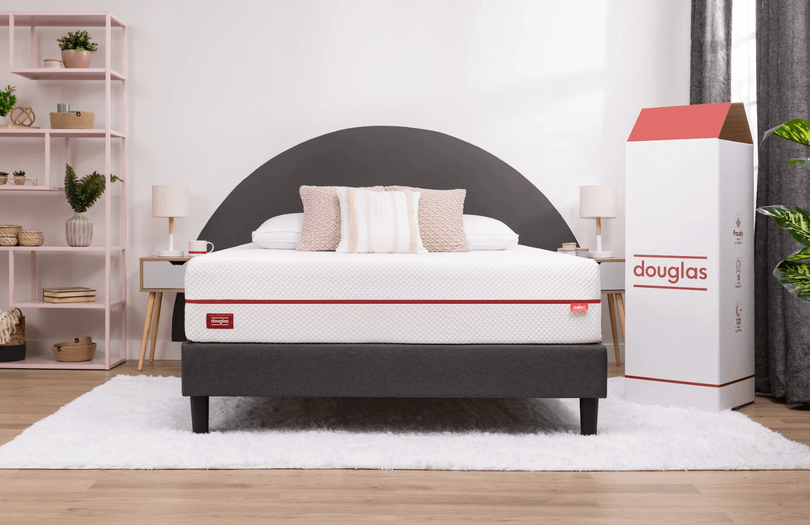 An elegant bedroom with a Douglas Summit mattress and box
