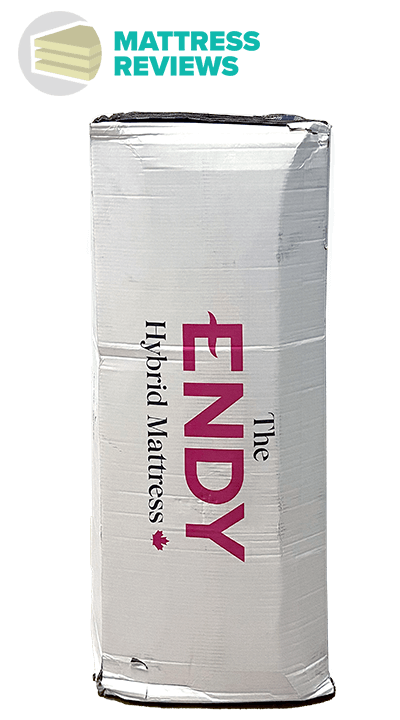 Image of the box the Endy Hybrid mattress is delivered in
