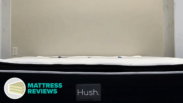 A medicine ball falling on the top of a Hush Hybrid mattress to show the motion transfer. Lots of vibrations are shown upon impact.