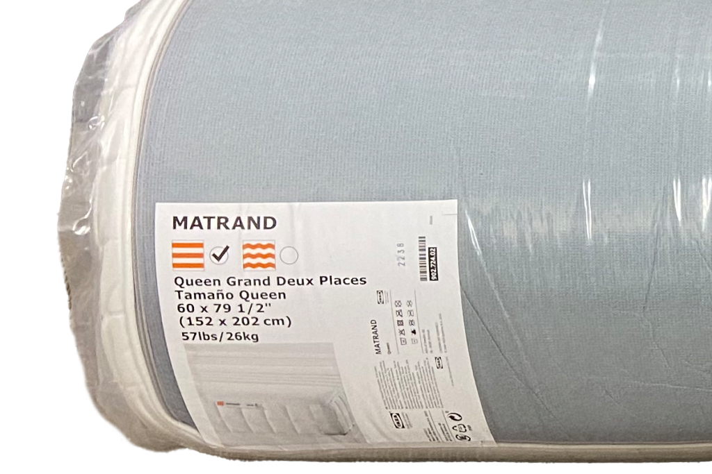 Image of the IKEA Matrand mattress tag.