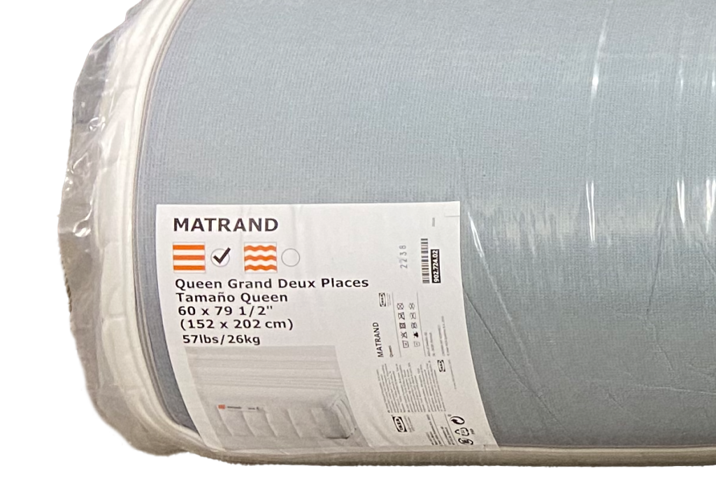 Image of the IKEA Matrand mattress tag.