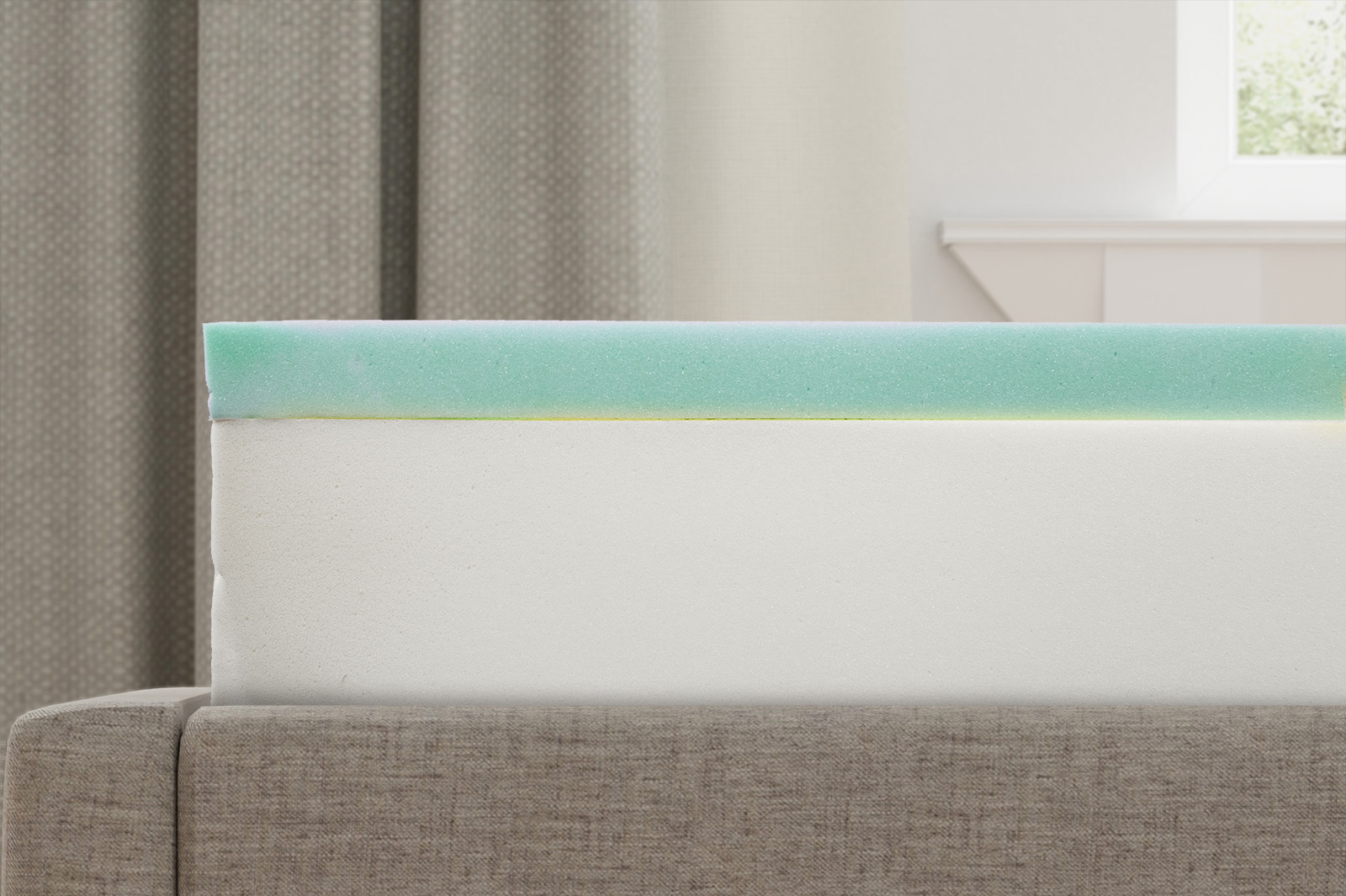 close up side view of the internal layers of the Juno mattress