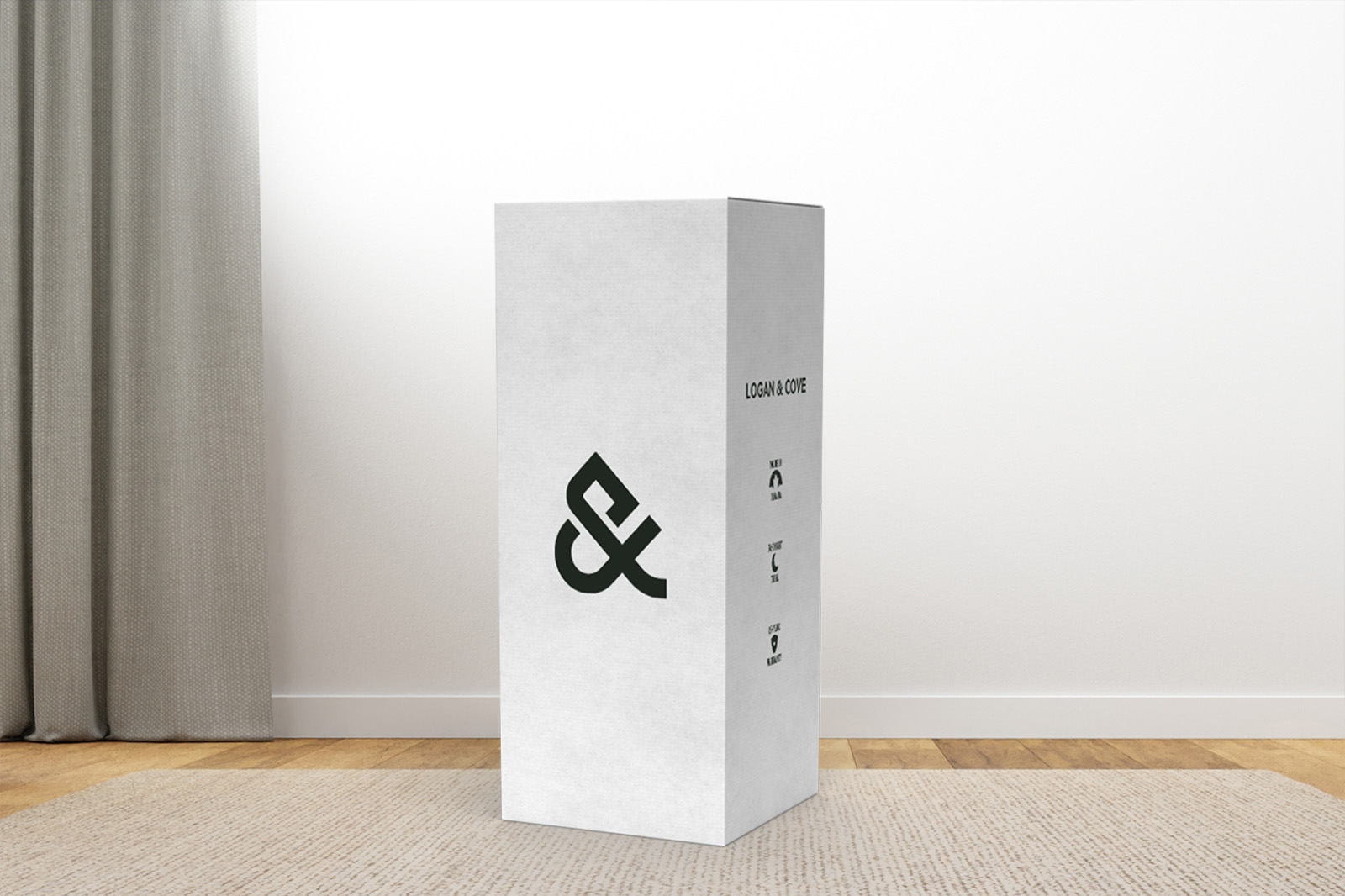 LCPinnacleBox MattressReviewscom Photo of the logan cove pinnacle mattress box on the floor in a bedroom taken from a front angle