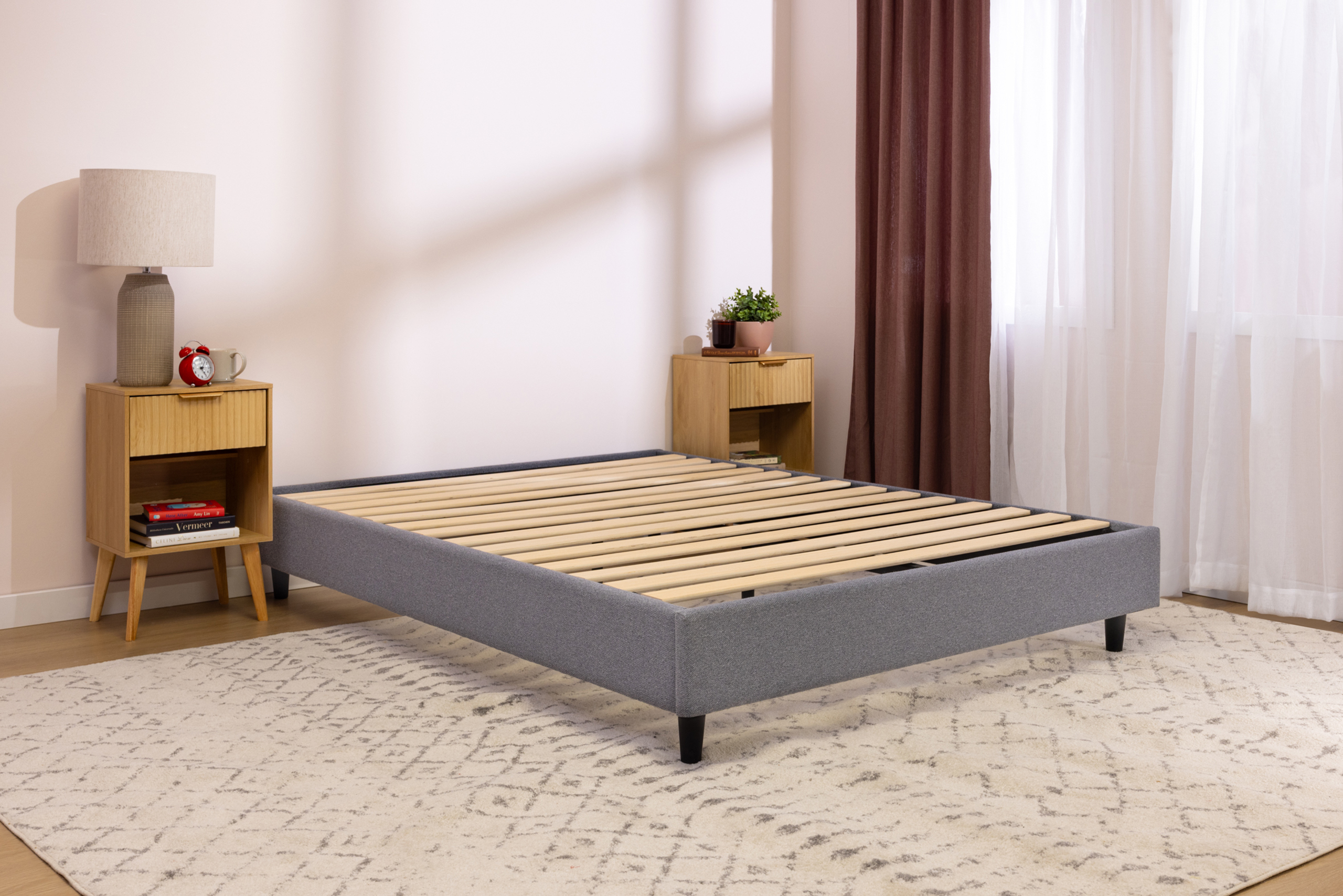 MRCOMPlatformBedHero MattressReviewscom Corner angle image of the Douglas Platform Bed in a bedroom