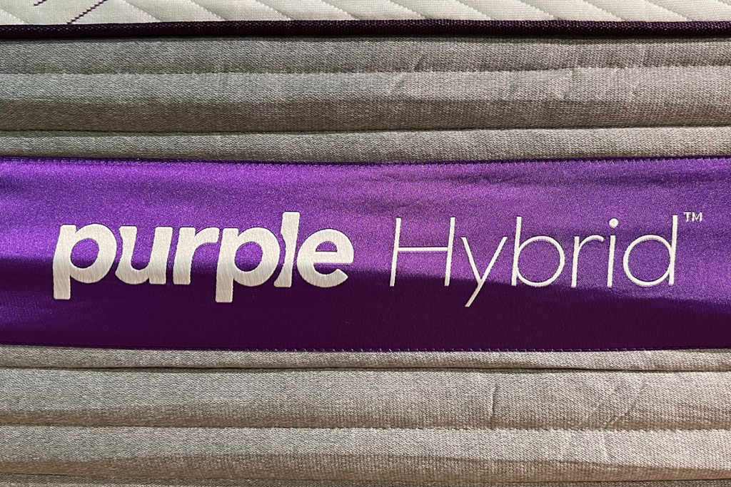 Purple Hybrid mattress sidewall logo badge