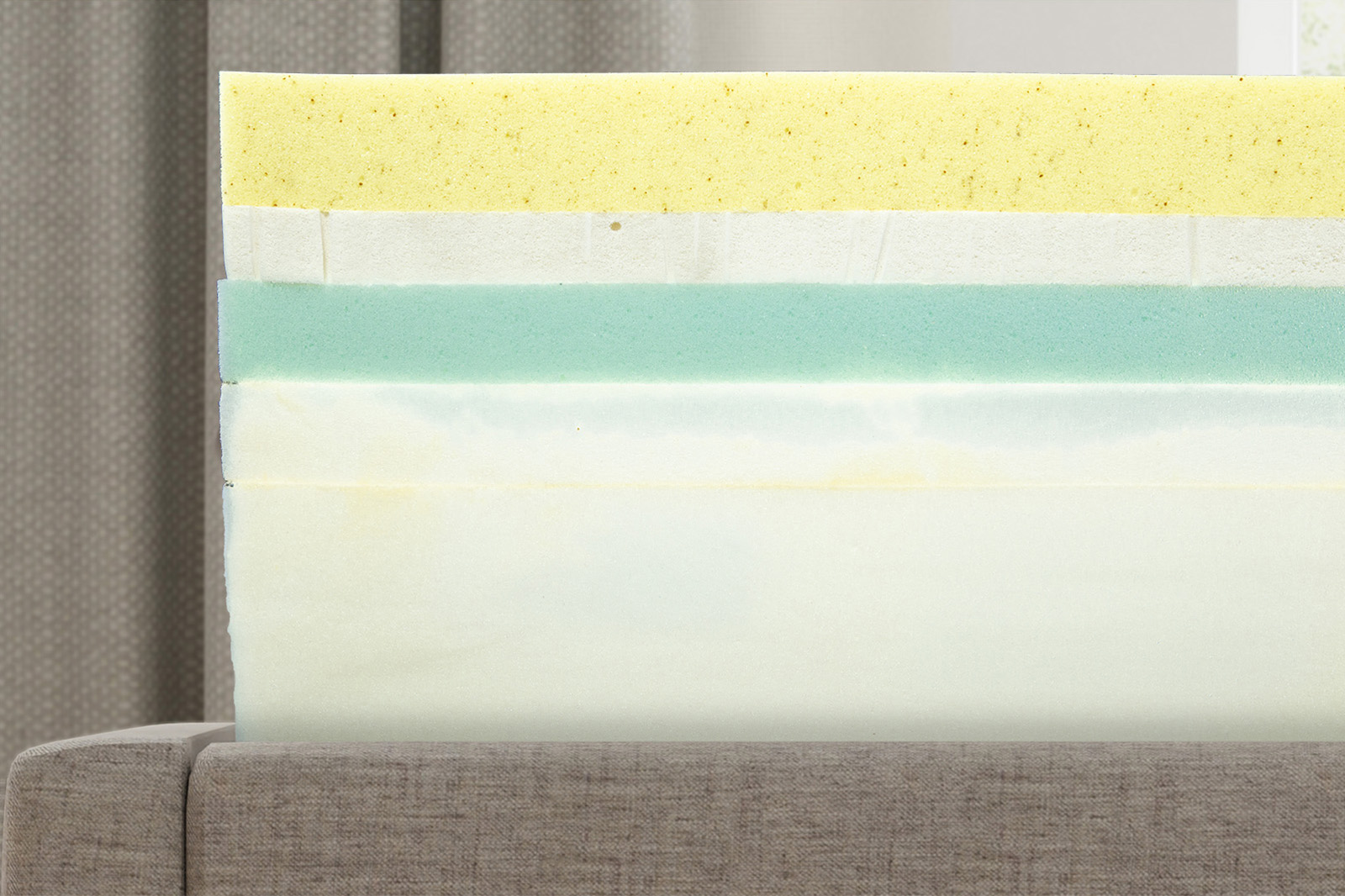 OCHorizonInternalsSide MattressReviewscom Side angle photo showing the internal layers of the Octave Horizon mattress