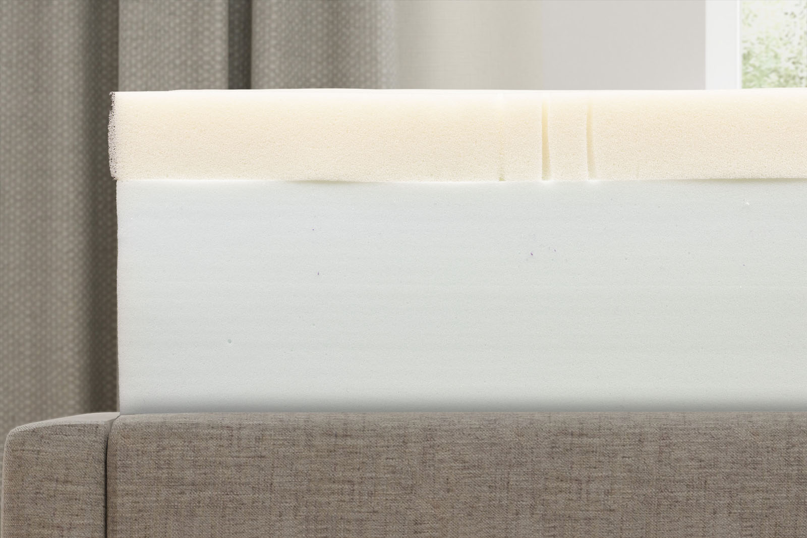 PolysleepTheInternalsSide MattressReviewscom close up side view of the internal layers of the The Polysleep mattress