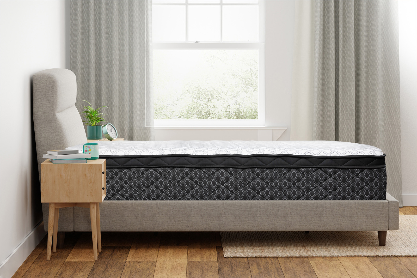 Sealy mattress on a bedframe