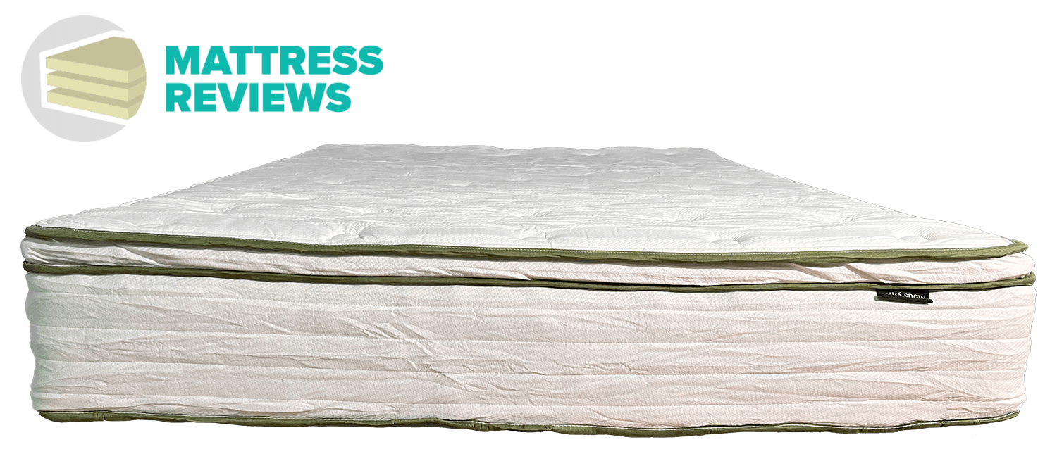 A front side angle view of the Silk and Snow Organic Mattress.