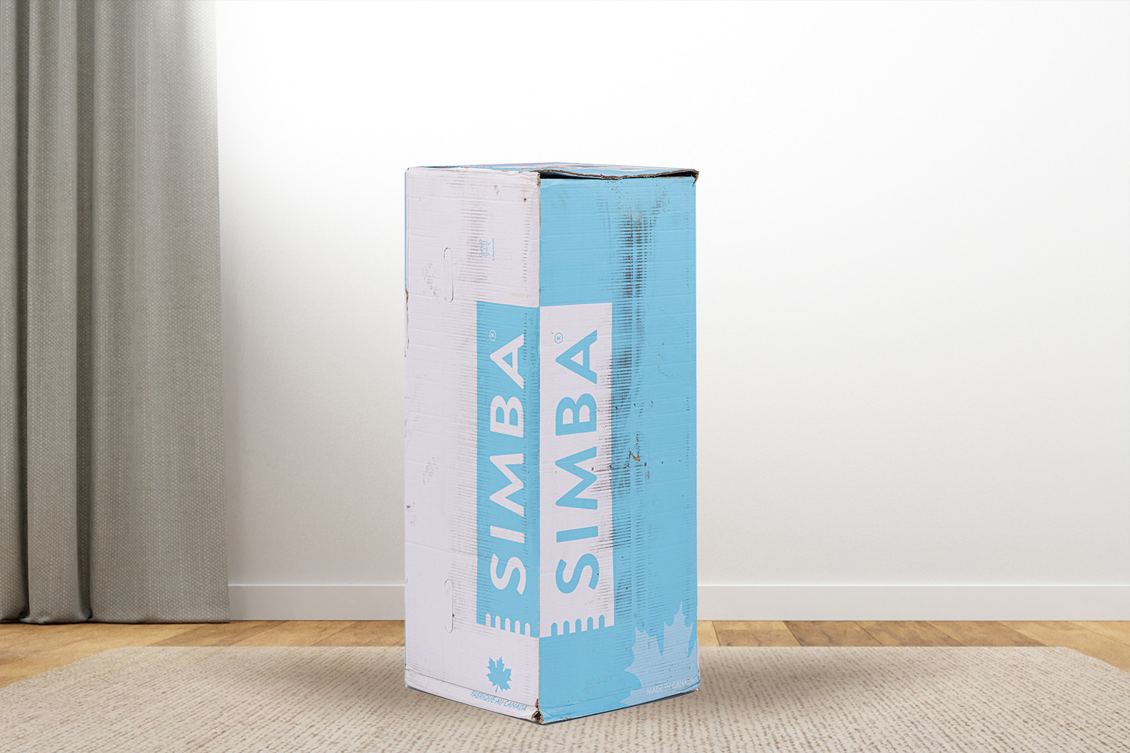 Simba1500Box MattressReviewscom The SIMBA 1500 mattress box standing upright on a carpet