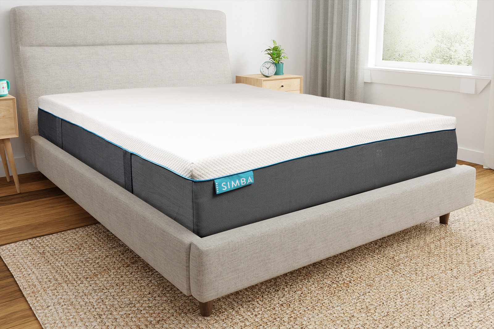 Simba2500CornerAngle MattressReviewscom Corner view of the Simba 2500 mattress on a bed