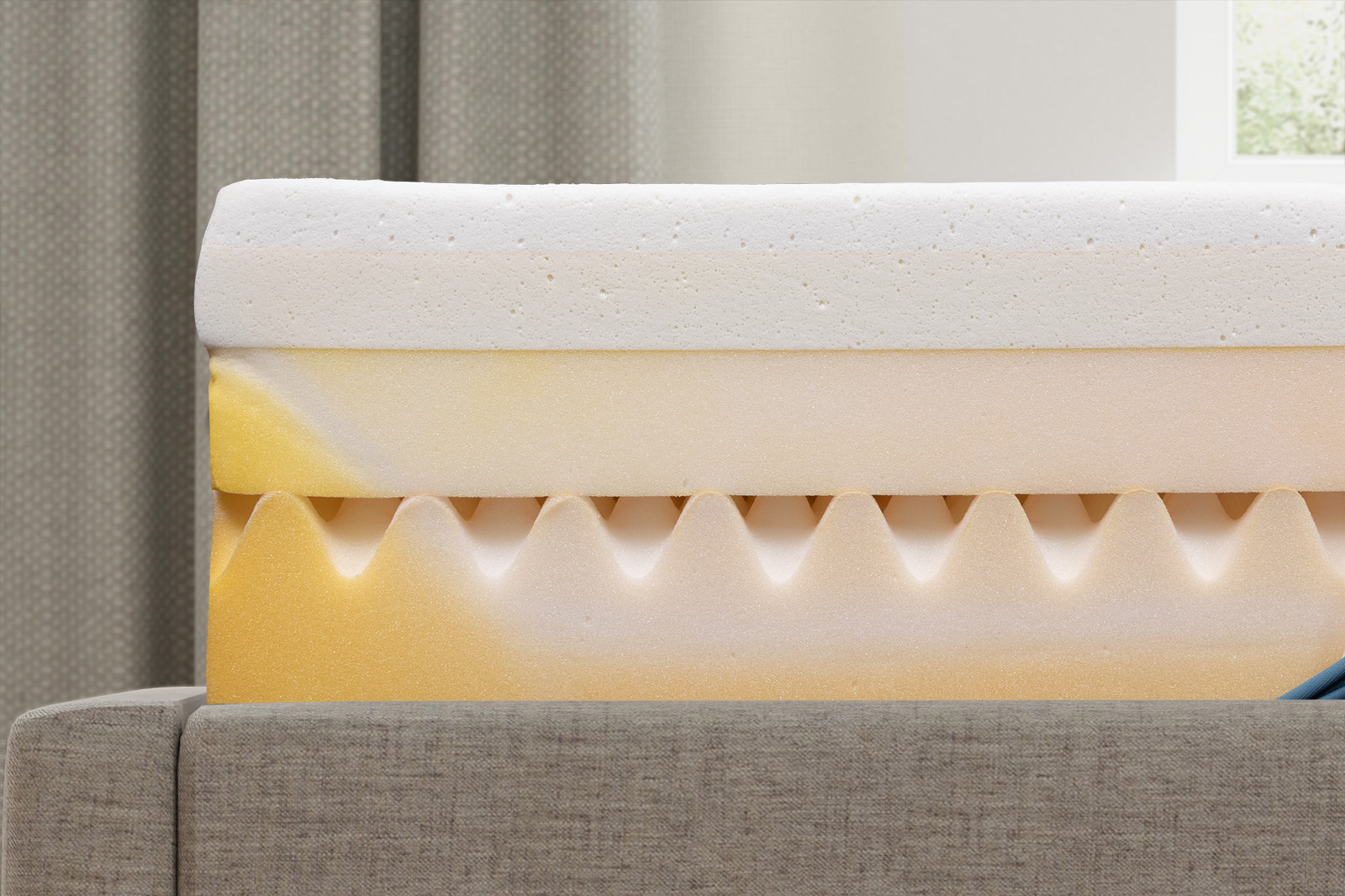 close up side view of the internal layers of the Tempur Pedic ProAdapt Teal mattress